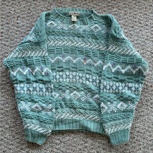 L.L. Bean Women's Green Patterned Sweater